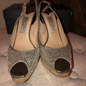 Jimmy Choo gold sling back